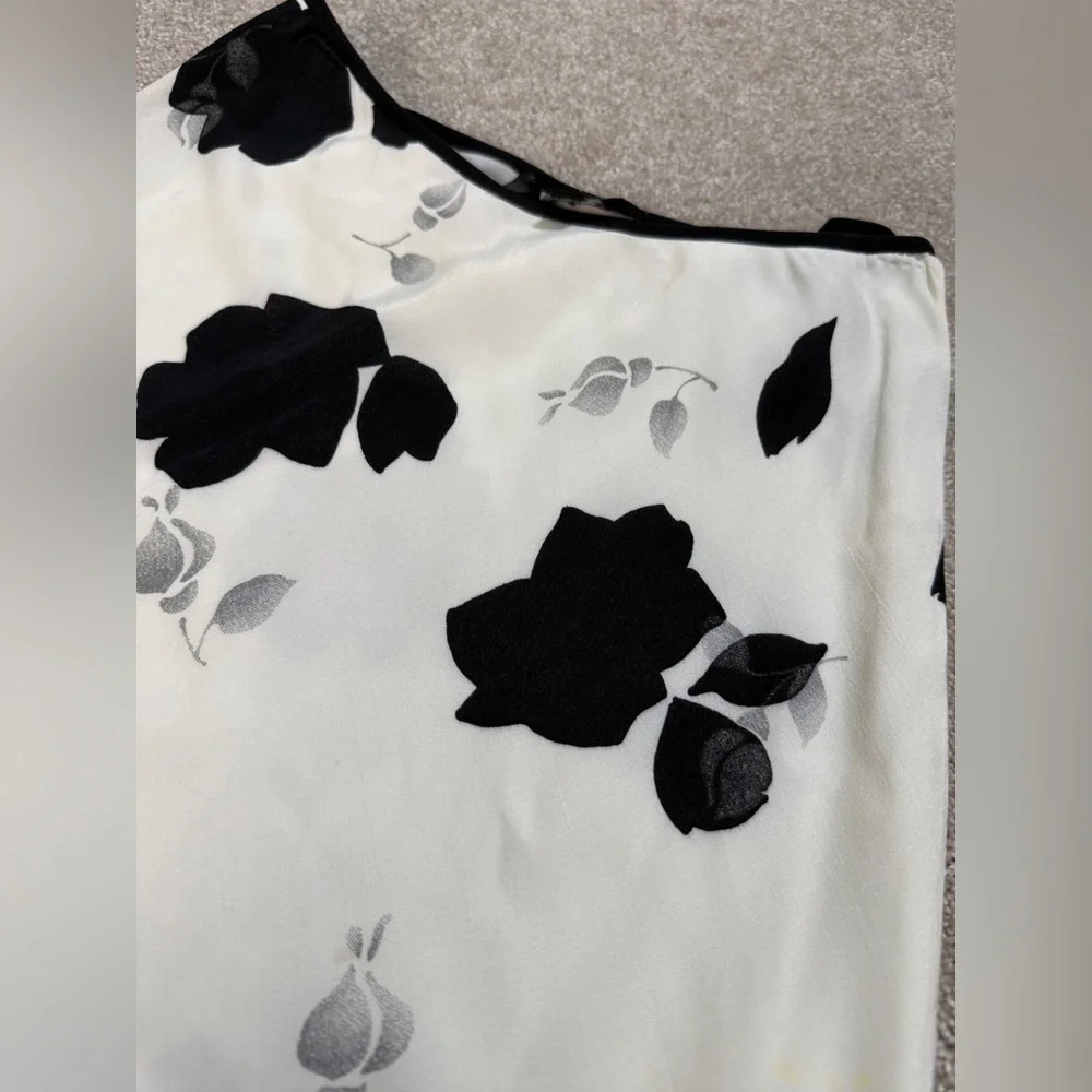Vintage Arden B Black and White Floral A-Line Slip Skirt size 6 - Picture 4 of 10
